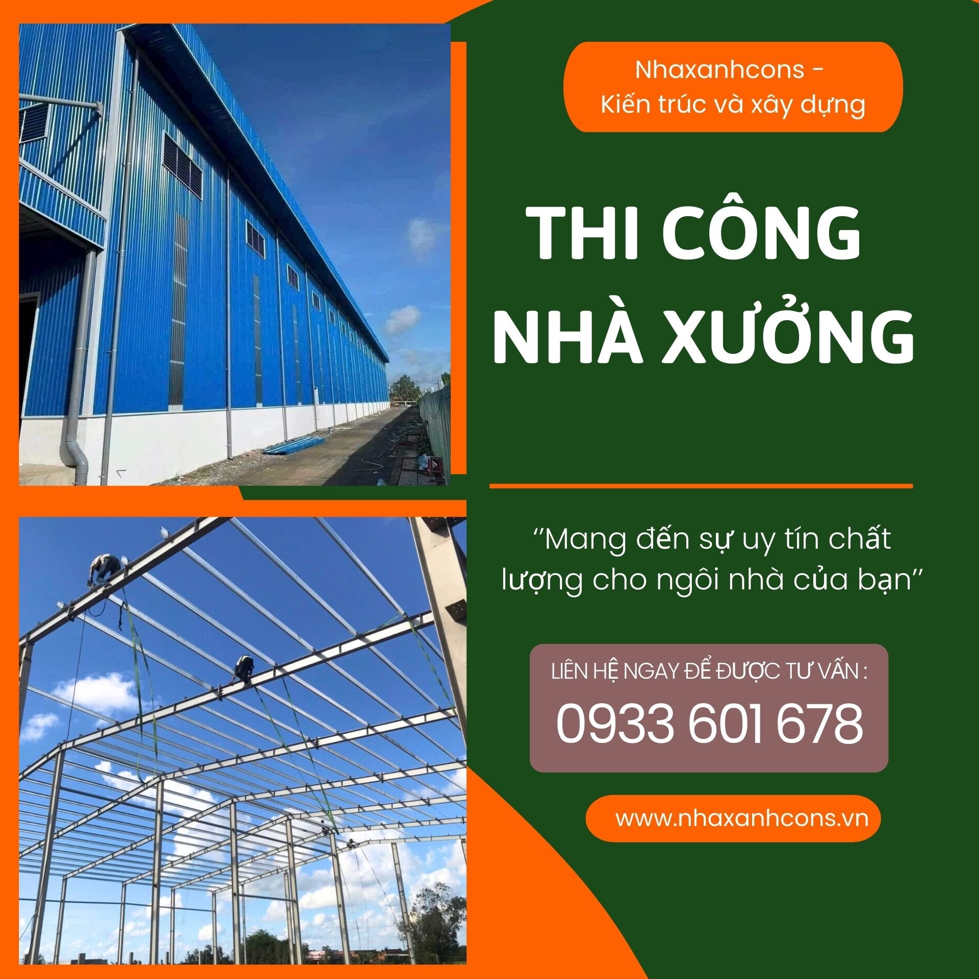 Báo giá thi công nhà xưởng cùng Nhaxanhcons