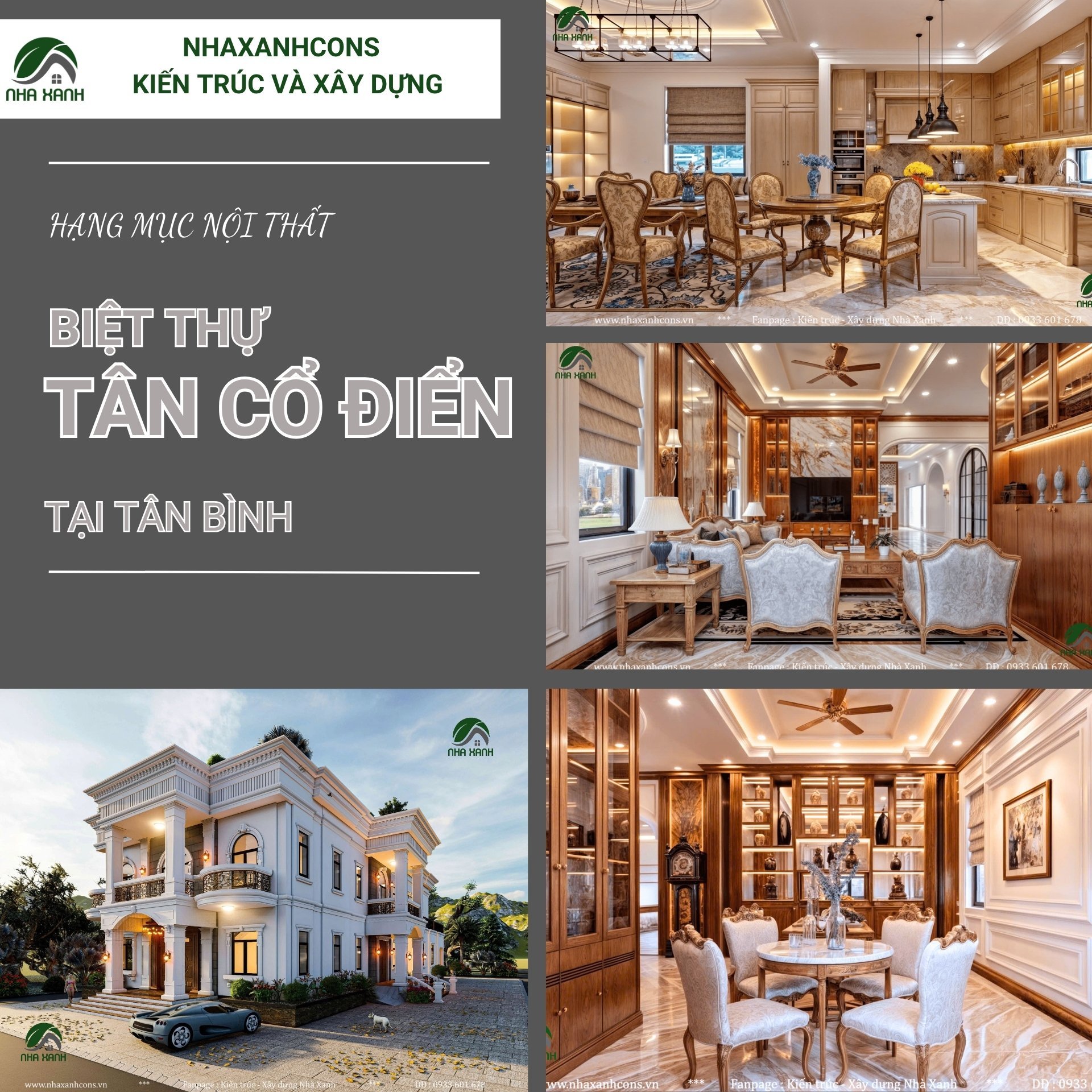 Thi công thự tân cổ điển trọn gói tại Quận Tân Bình - Uy tín từ Nhaxanhcons