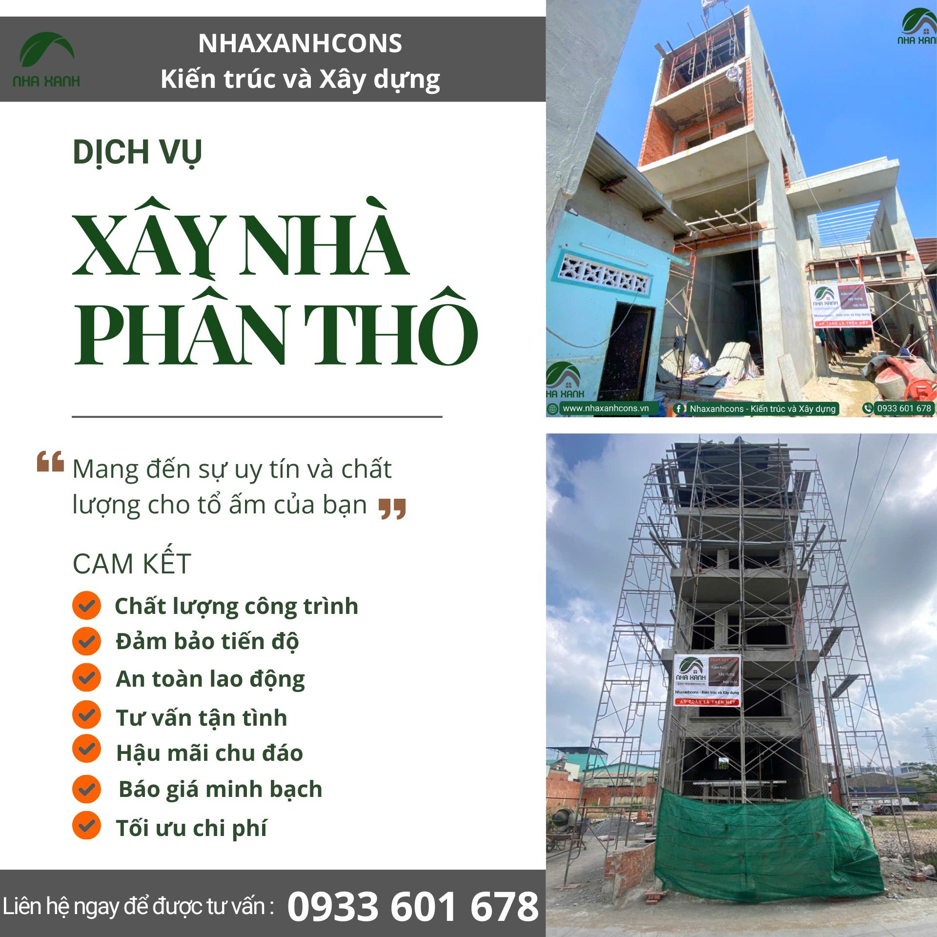 Báo giá xây nhà phần thô tại Đồng Tháp cùng Nhaxanhcons