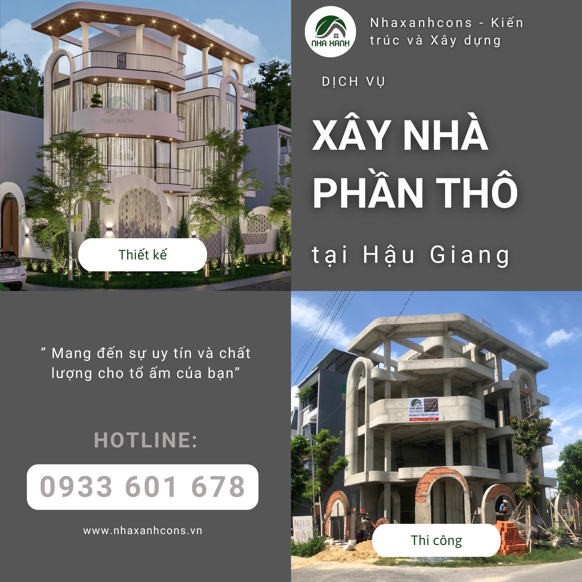 Báo giá xây nhà phần thô tại Hậu Giang