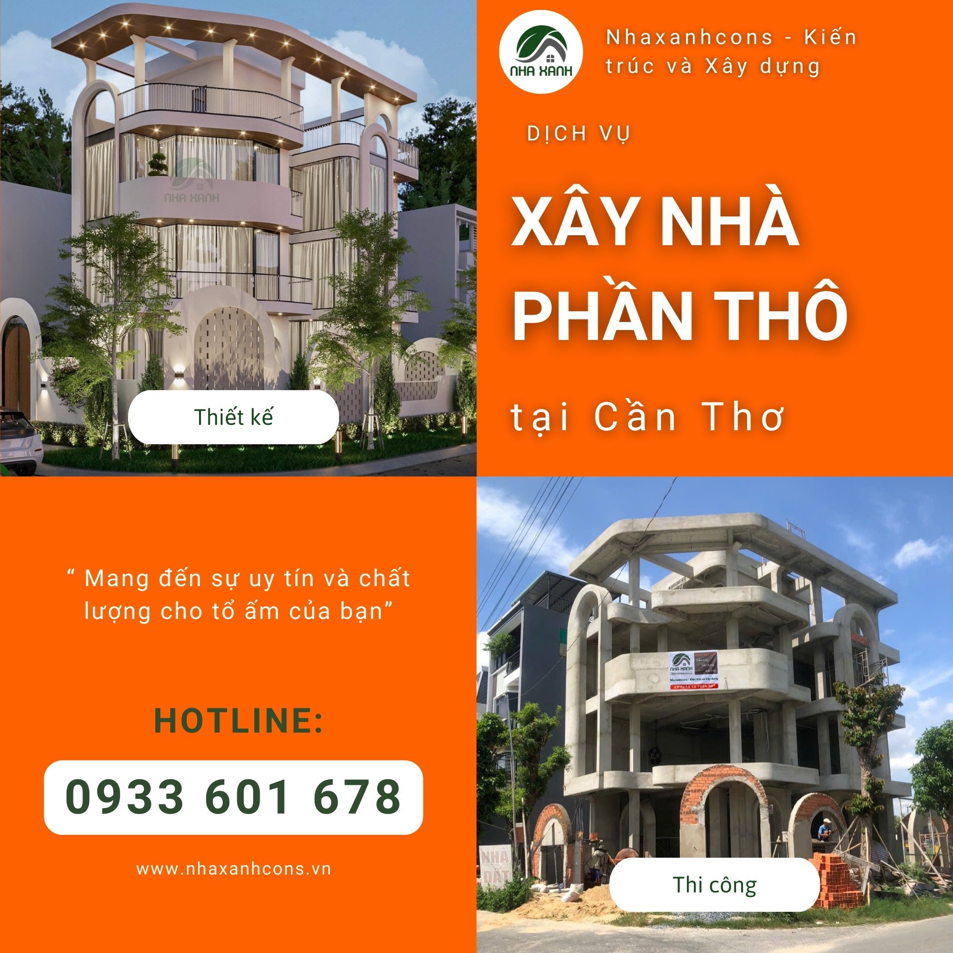 Báo giá xây nhà phần thô tại Cần Thơ