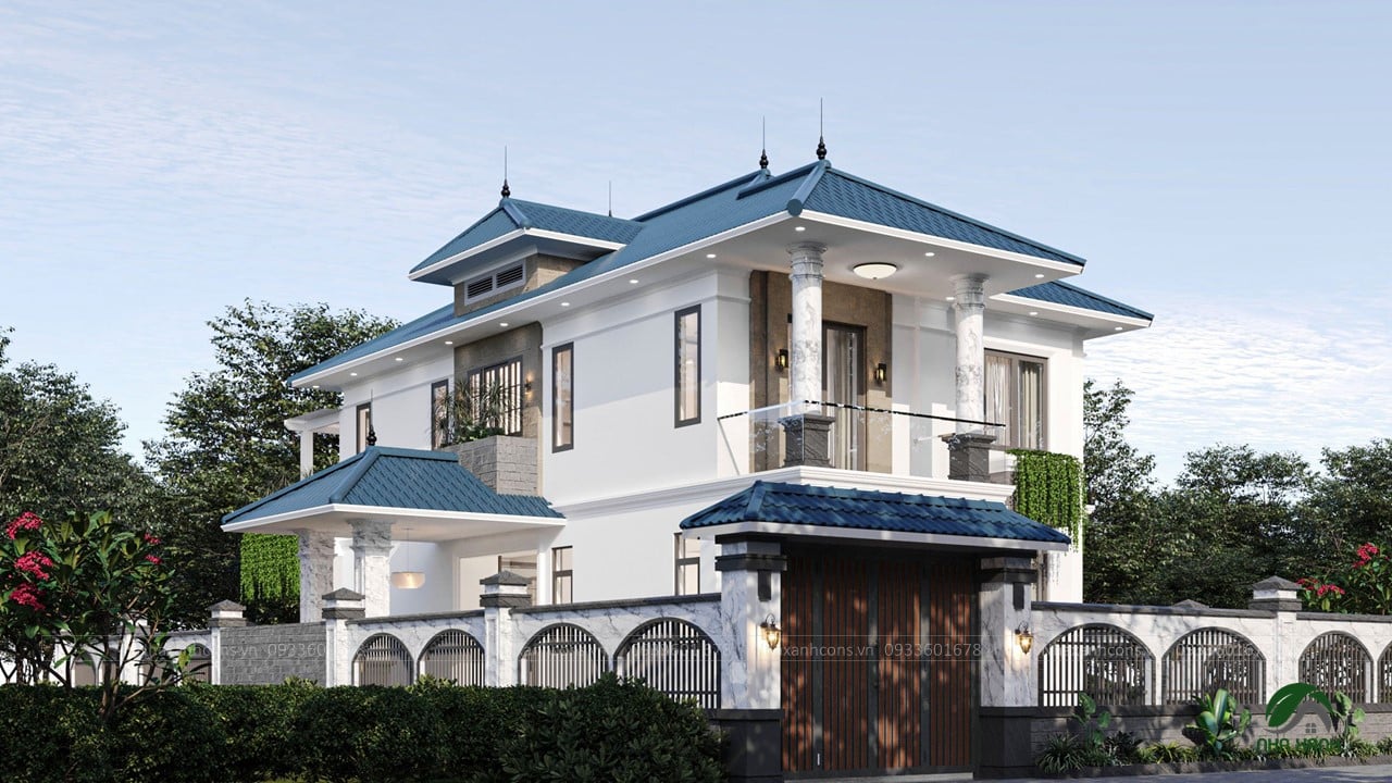 Mẫu biệt thự mái nhật 2 tầng