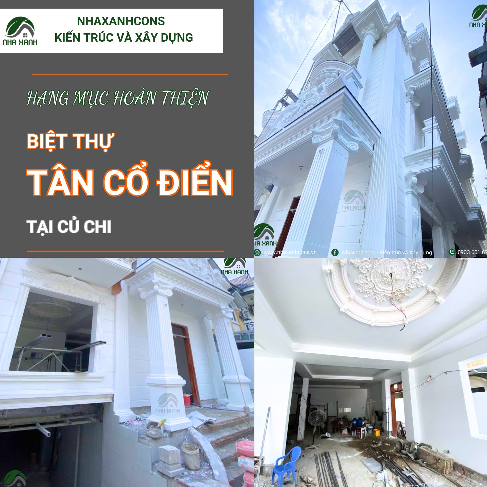 Thi công phần hoàn thiện biệt thự tân cổ điển tại Huyện Củ Chi - Kiến tạo không gian sống đẳng cấp
