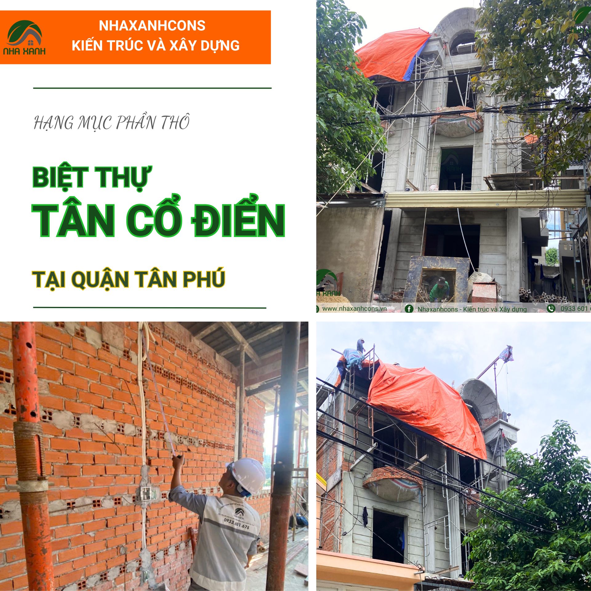 Thi công phần thô biệt thự tân cổ điển tại Quận Tân Phú