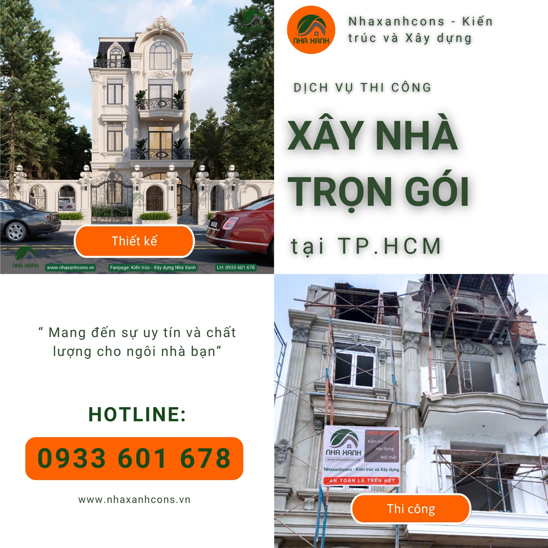 Dịch vụ xây nhà trọn gói uy tín cùng Nhaxanhcons tại TP.HCM