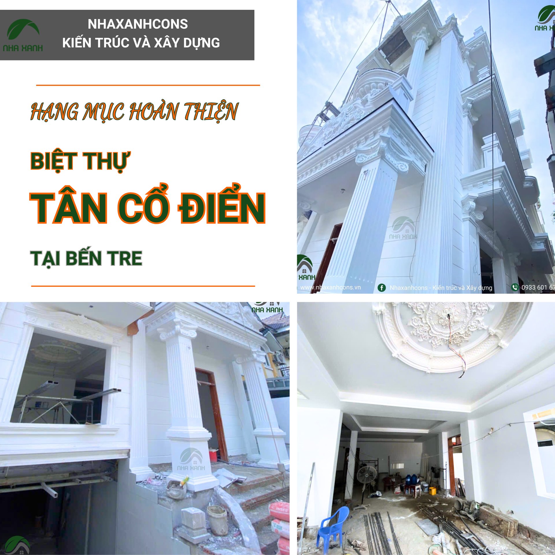 Thi công phần hoàn thiện biệt thự tân cổ điển tại Bến Tre
