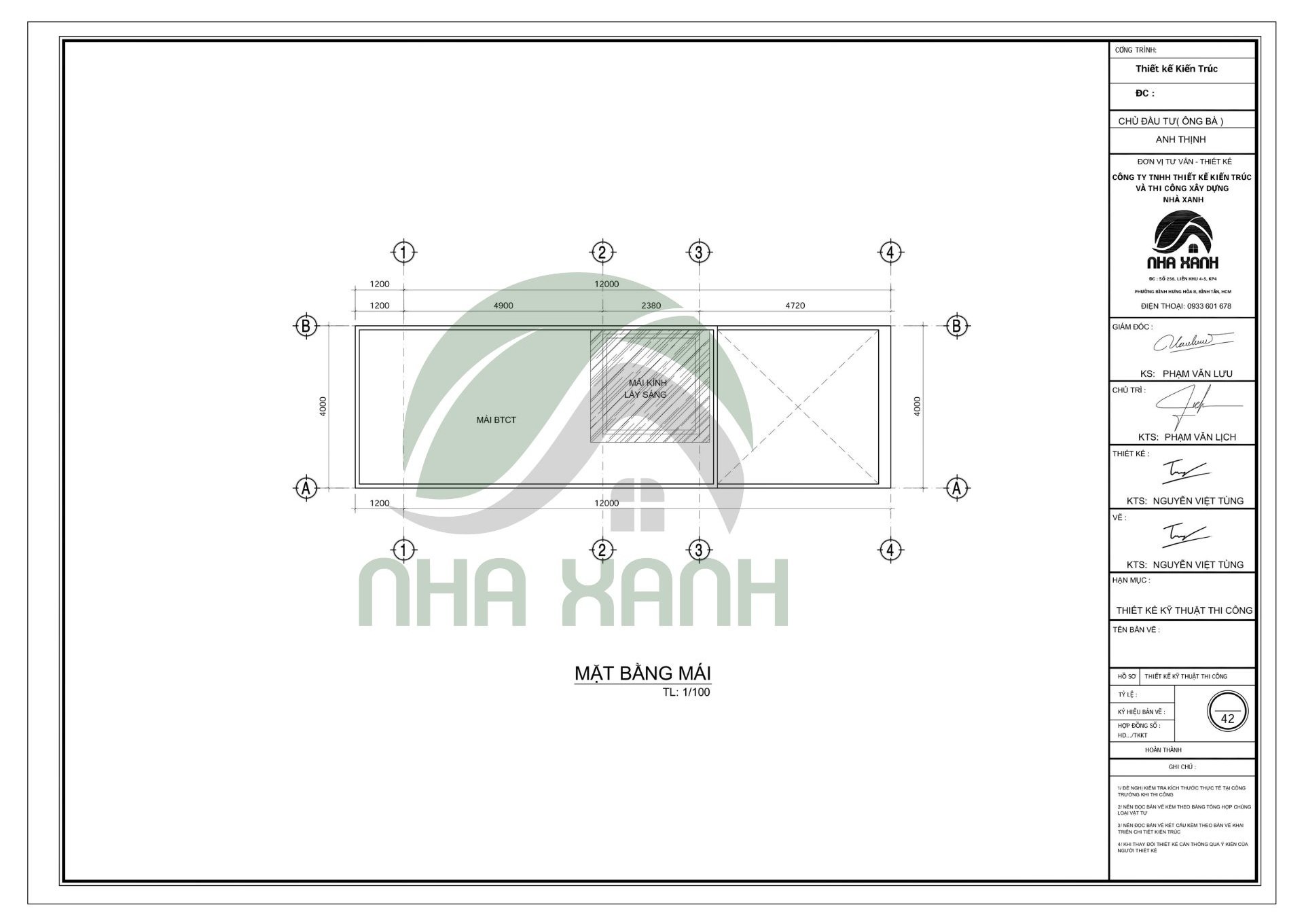 Mặt bằng công năng tầng mái nhà phố 3 tầng gác lửng tại quận 12