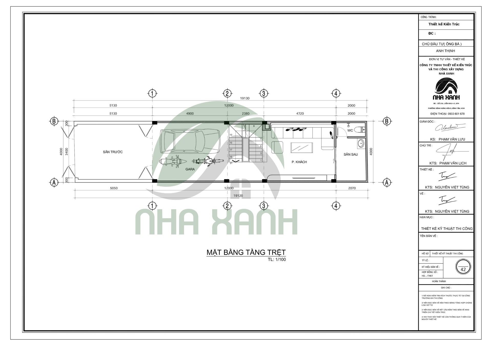 Mặt bằng công năng tầng trệt nhà phố 3 tầng gác lửng tại quận 12