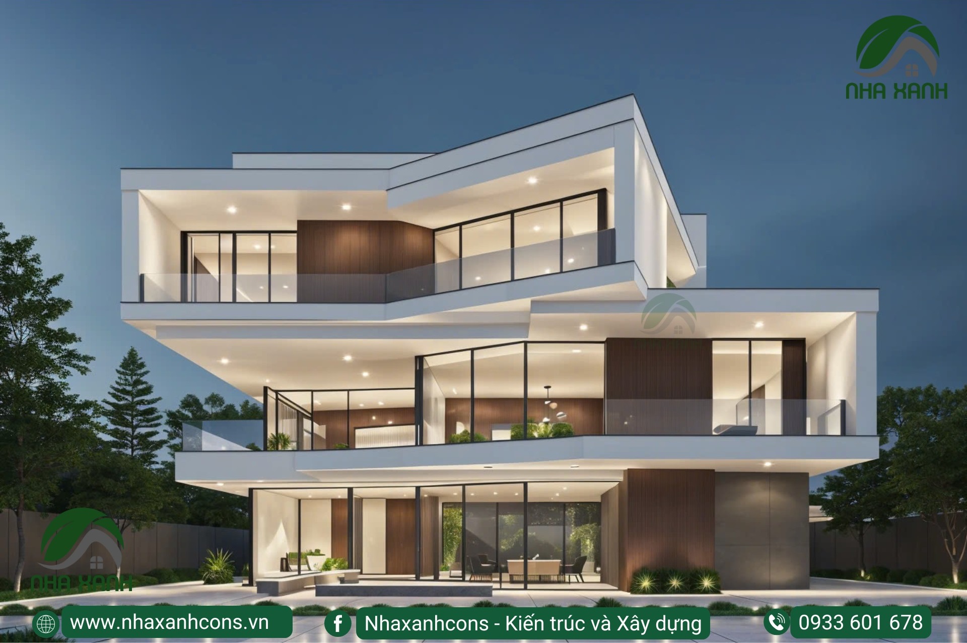 Mẫu biệt thự 3 tầng villa hiện đại