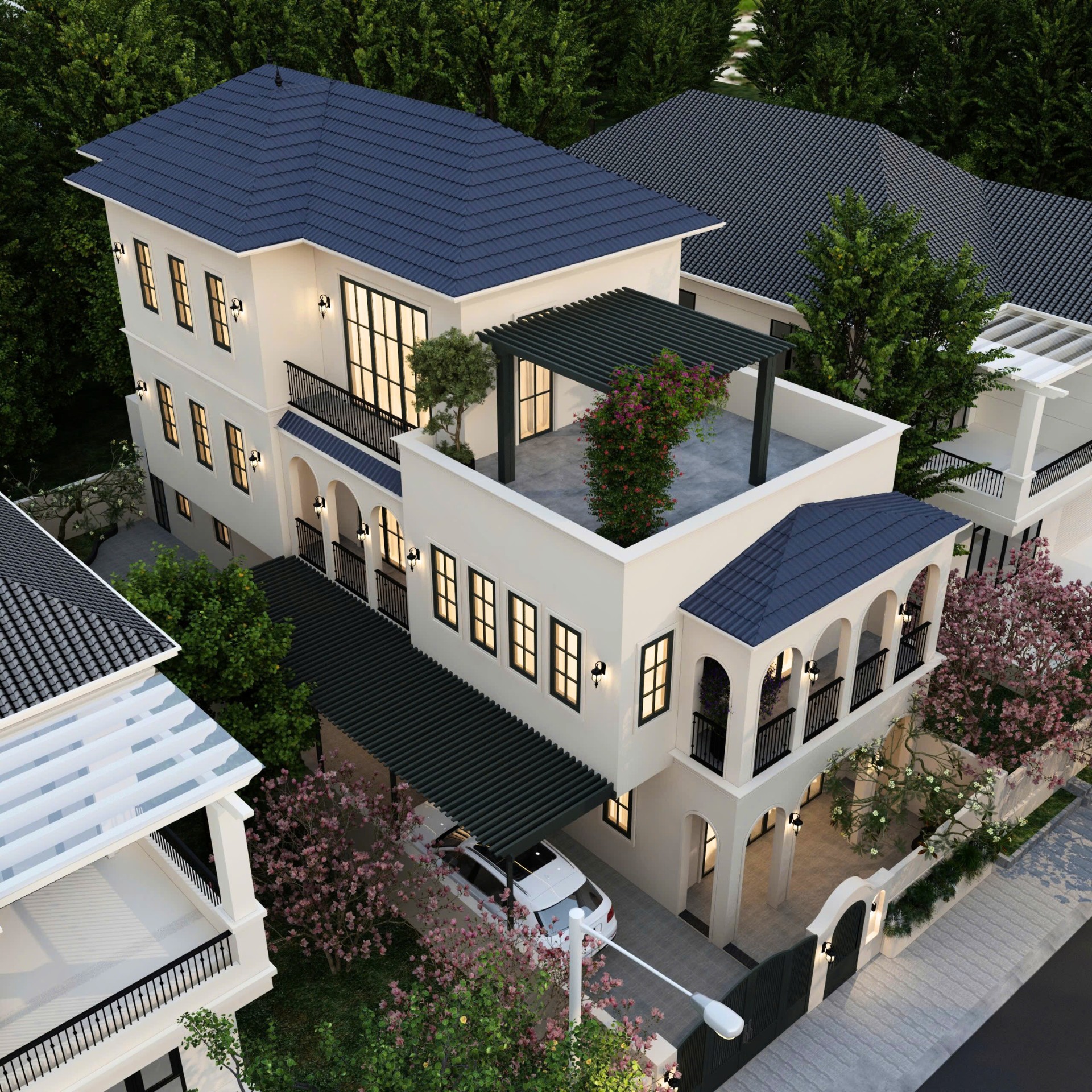 Mẫu biệt thự Địa Trung Hải 3 tầng đẹp tại Bình Dương