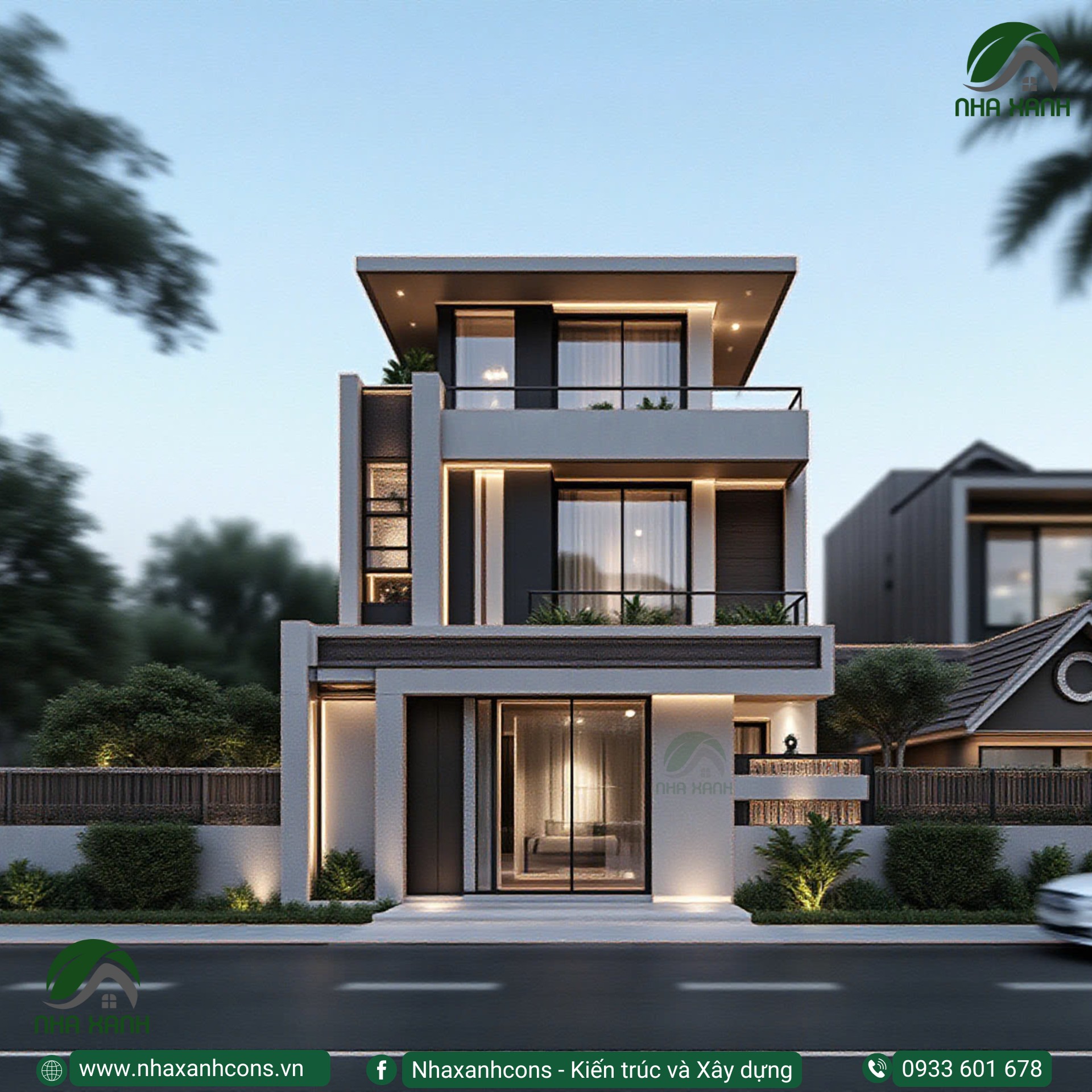 Mẫu biệt thự 3 tầng villa hiện đại