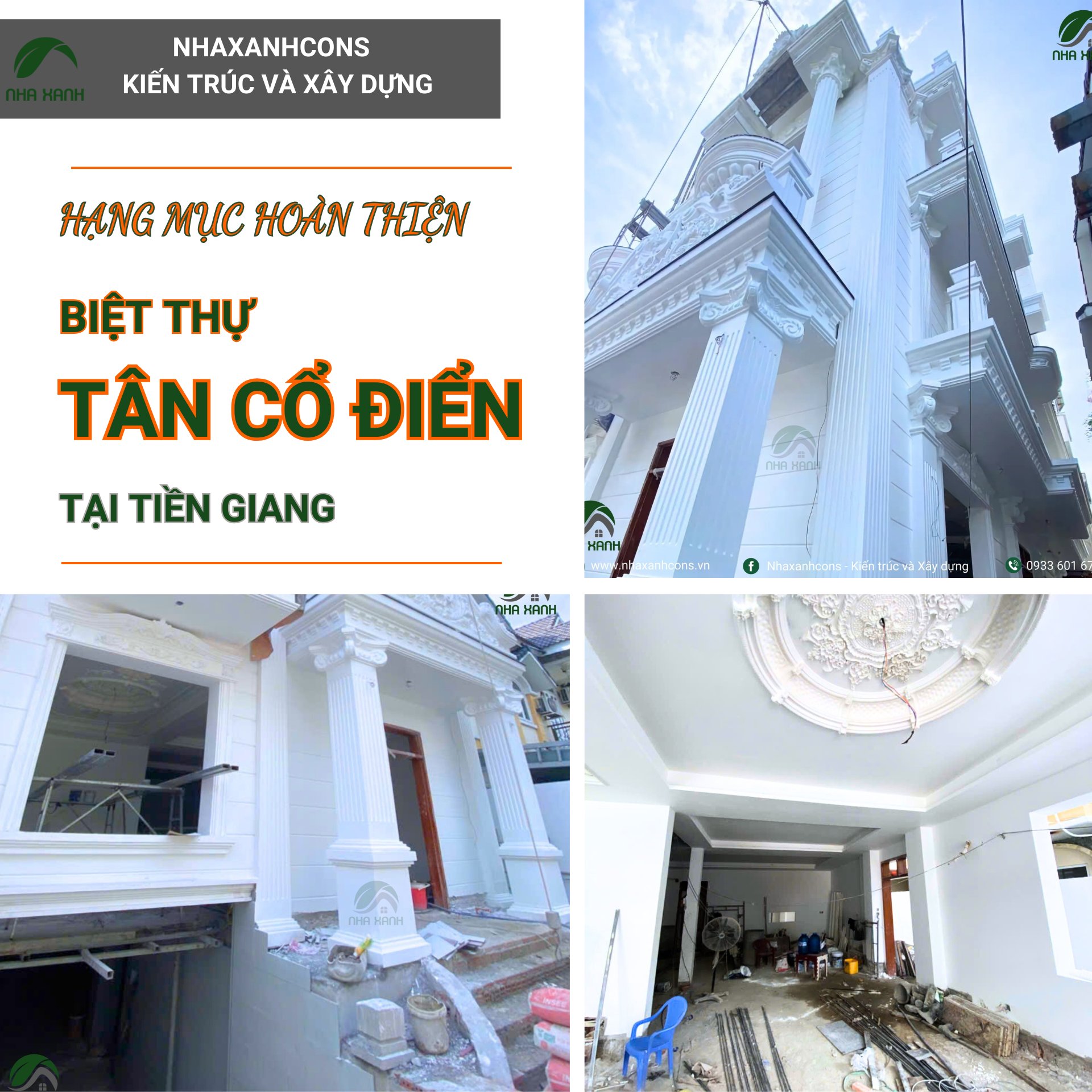 Thi công phần hoàn thiện biệt thự tân cổ điển tại Tiền Giang
