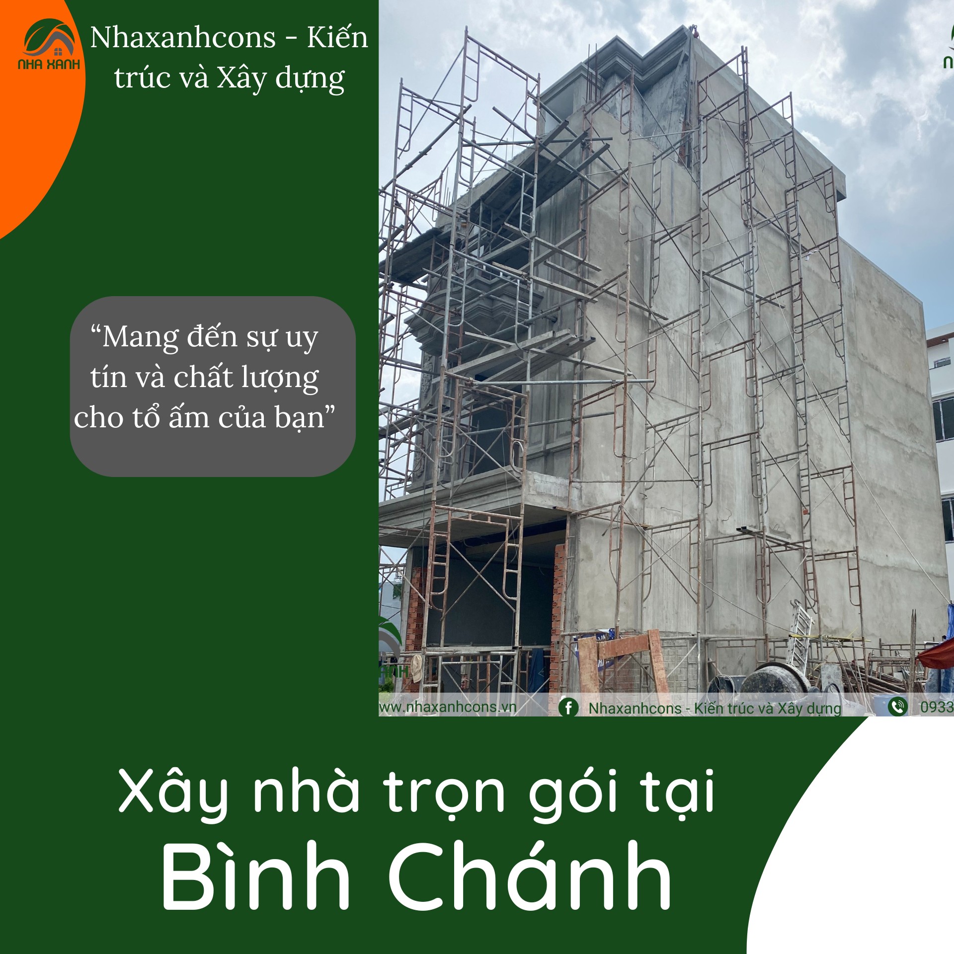 Đơn giá xây nhà trọn gói tại Bình Chánh cùng Nhaxanhcons