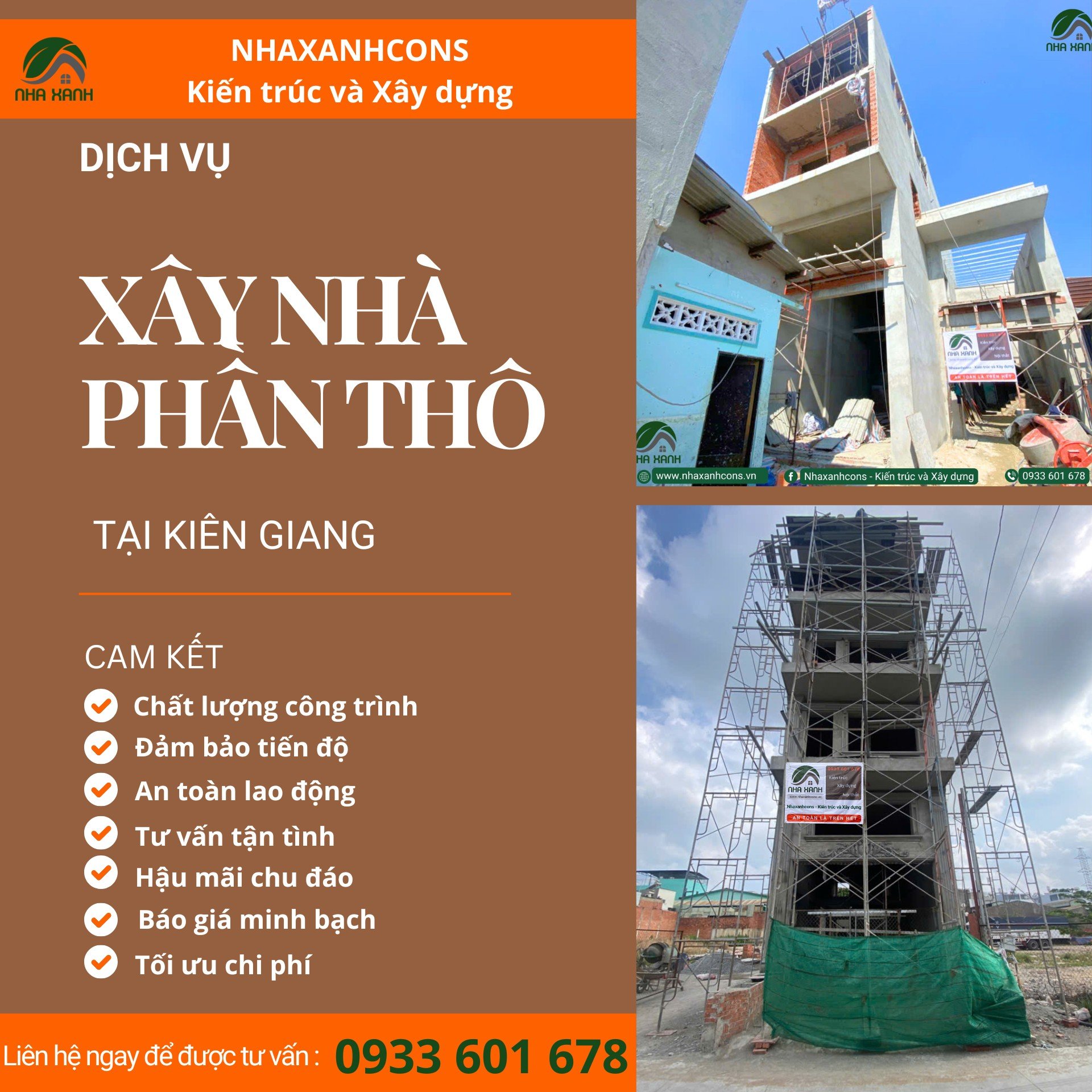 Báo giá xây nhà phần thô tại Kiên Giang - Minh bạch cùng Nhaxanhcons