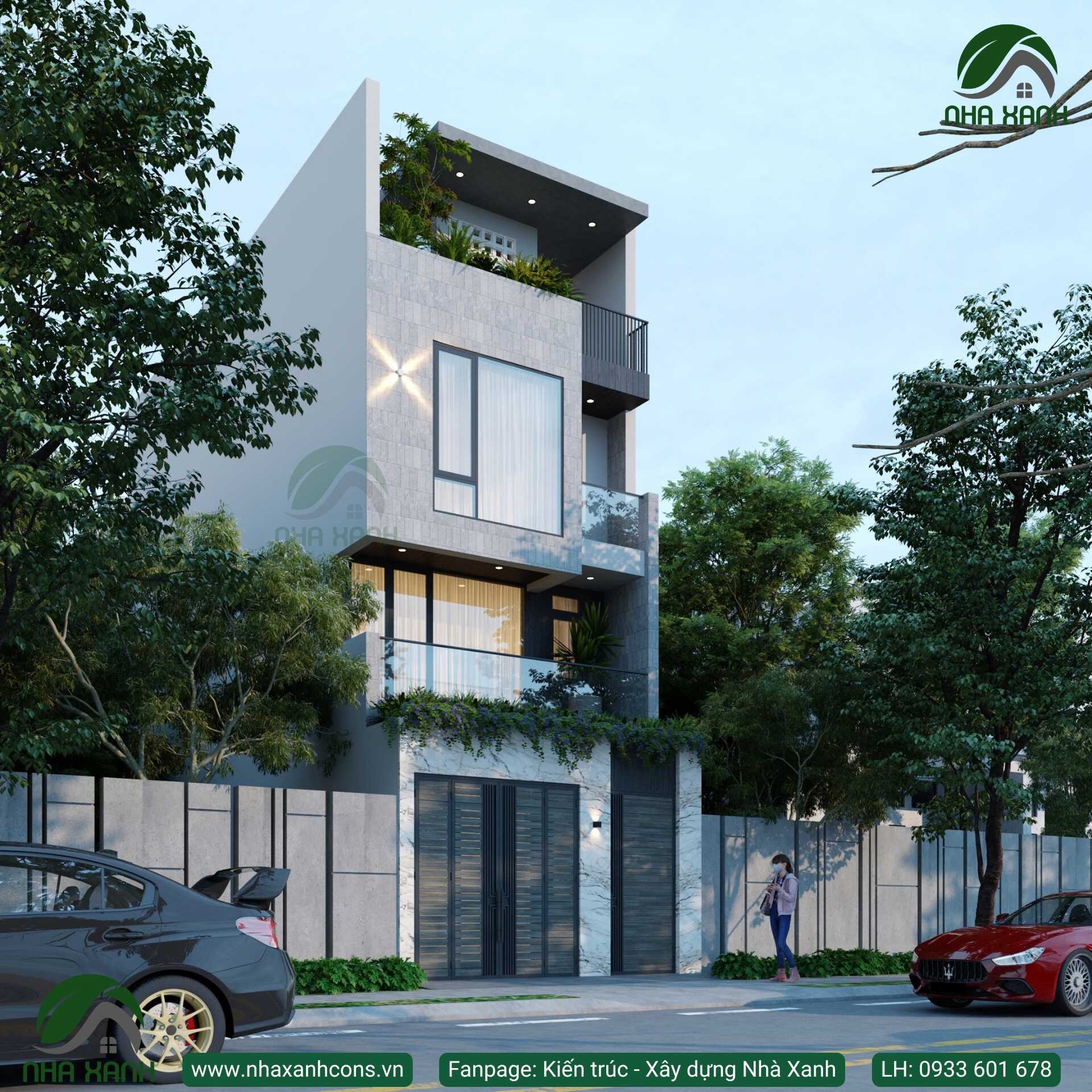 Nhà 4 tầng hiện đại tại Long An cũ - Thiết kế nhà đẹp cùng Nhaxanhcons