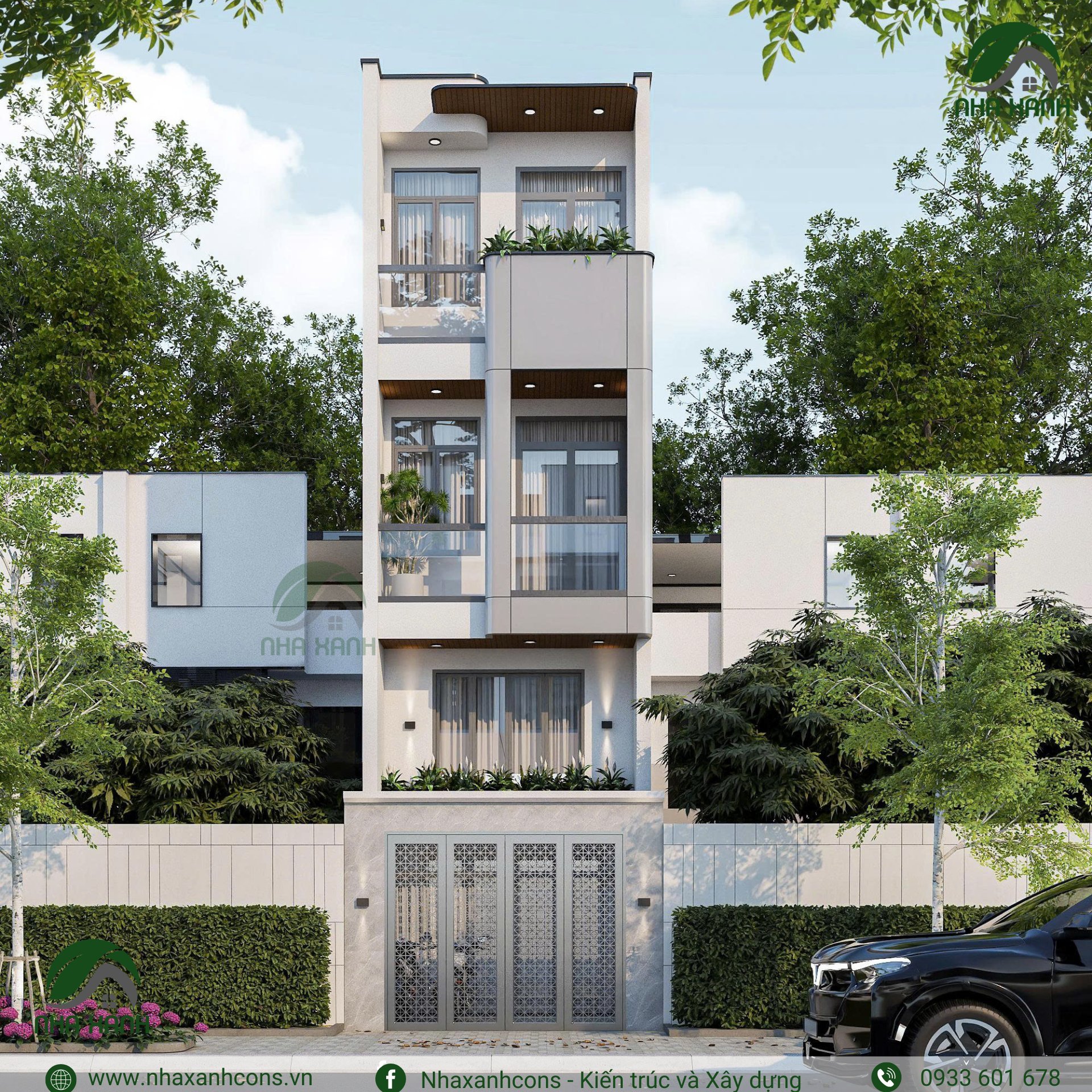 Thiết kế nhà phố 3 tầng gác lửng tại quận 12