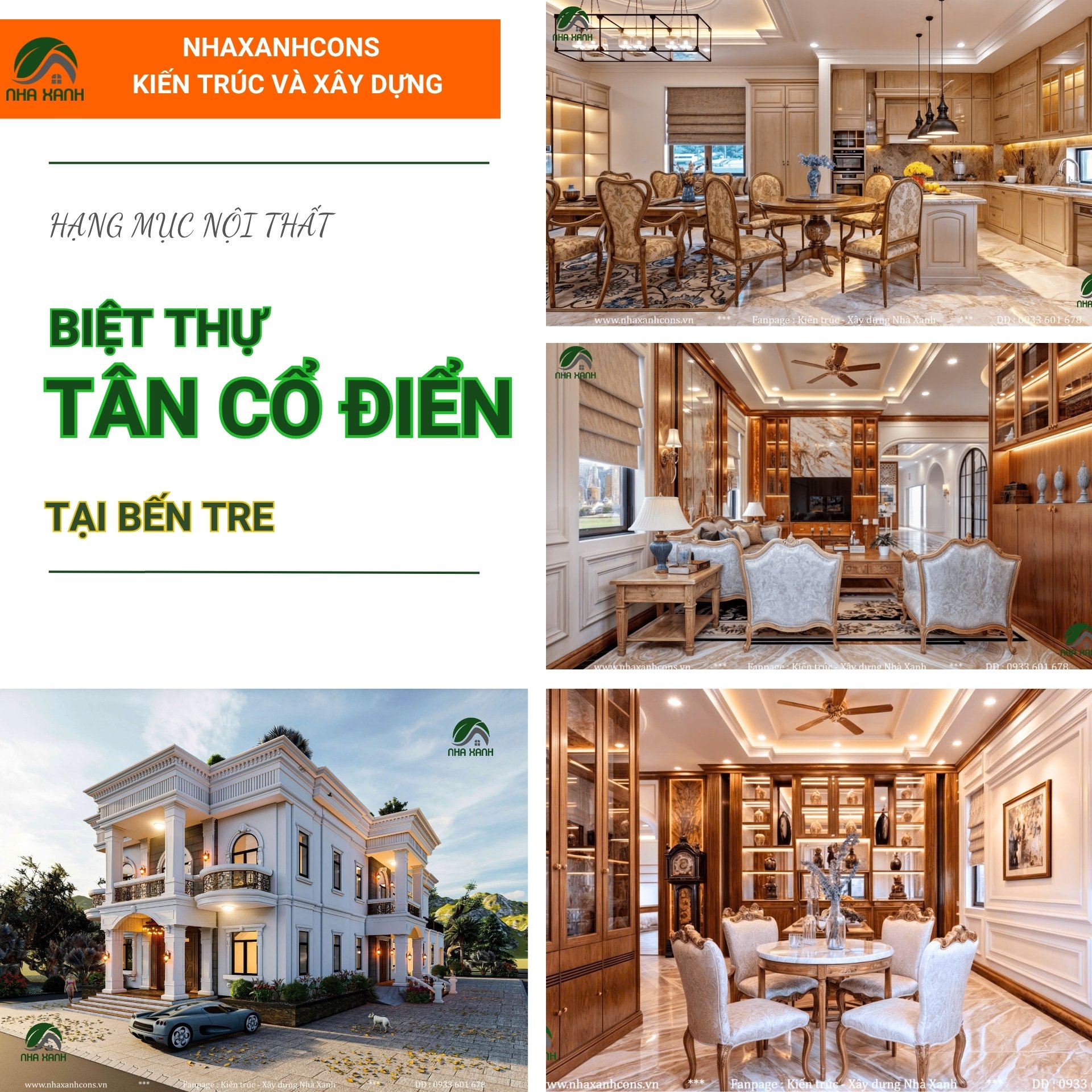 Thi công thiết kế biệt thự tân cổ điển tại Bến Tre - Đẳng cấp kiến trúc cùng Nhaxanhcons