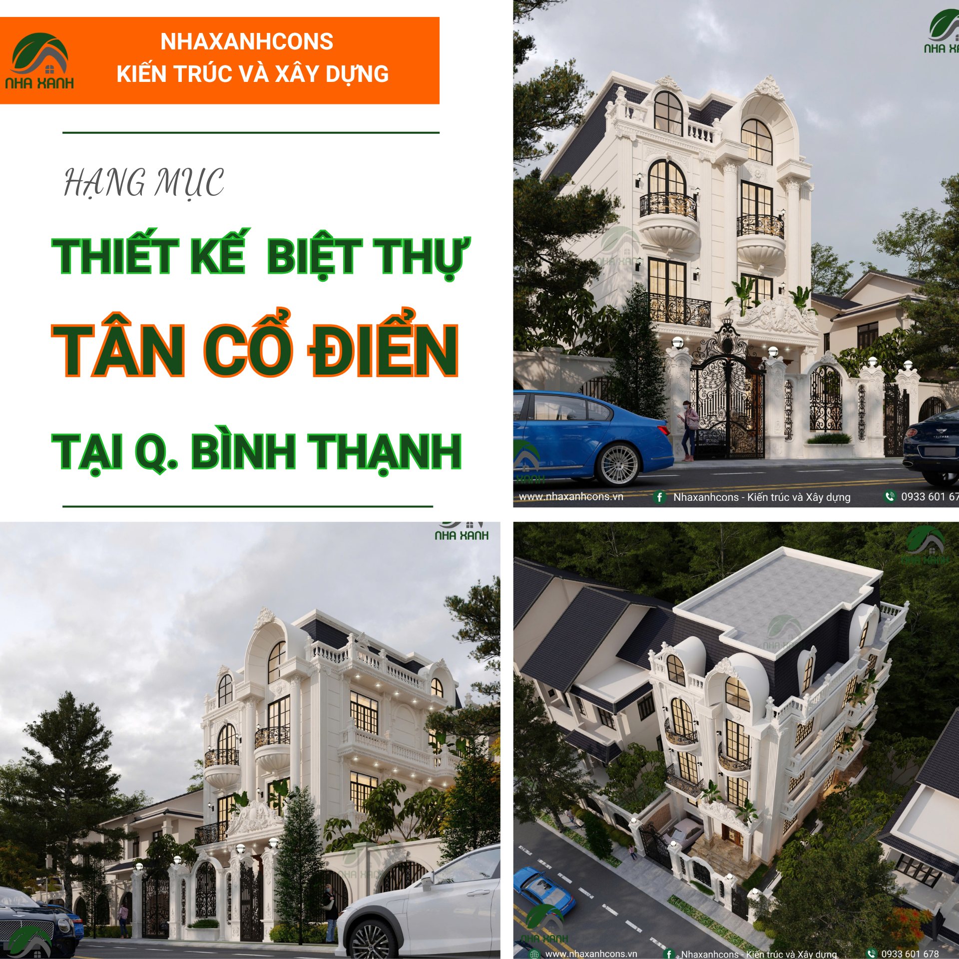 Thiết kế thi công biệt thự tân cổ điển tại quận Bình Thạnh -Giải pháp kiến trúc đẳng cấp từ Nhaxanhcons