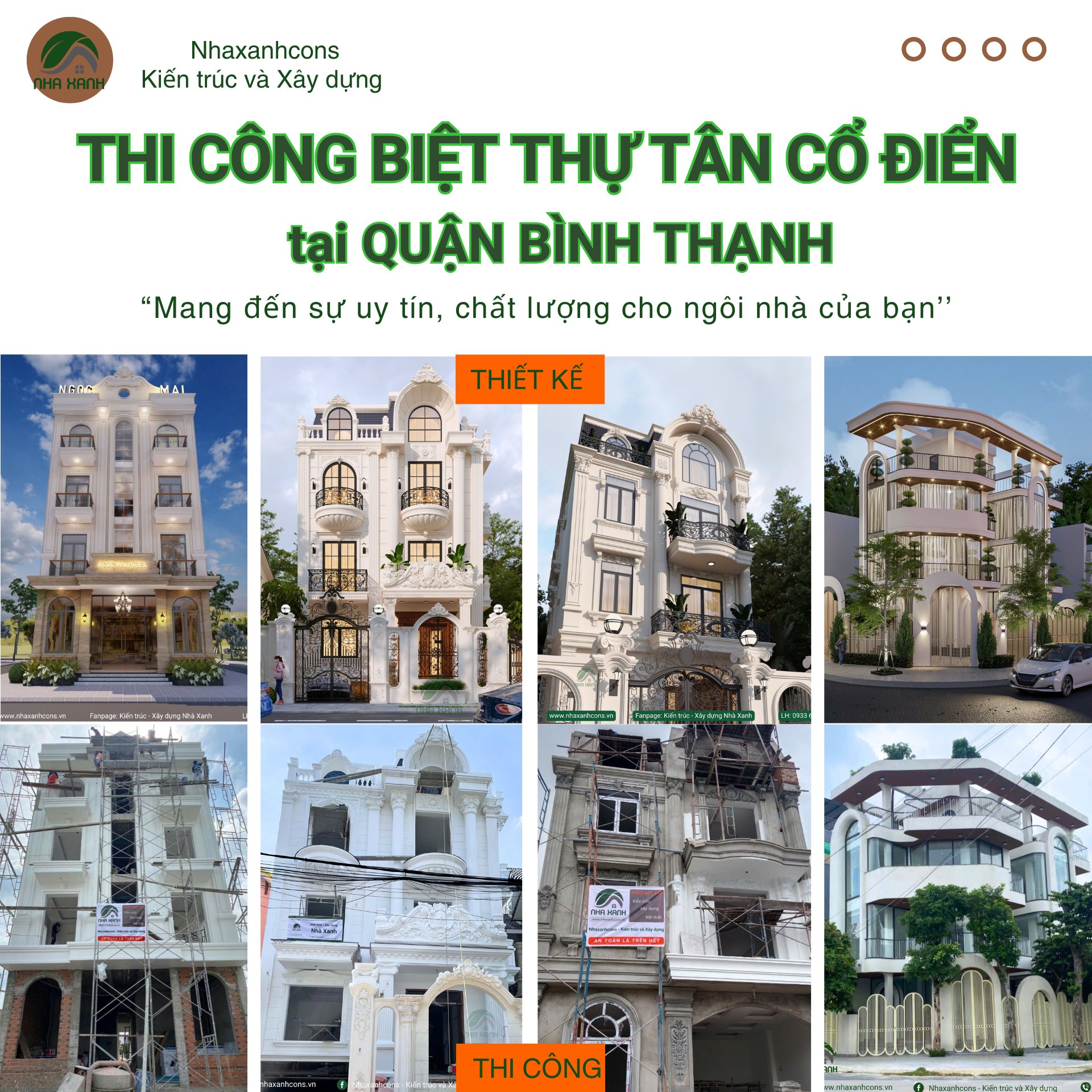 Các mẫu biệt thự tân cổ điển tại quận Bình Thạnh -Giải pháp kiến trúc đẳng cấp từ Nhaxanhcons