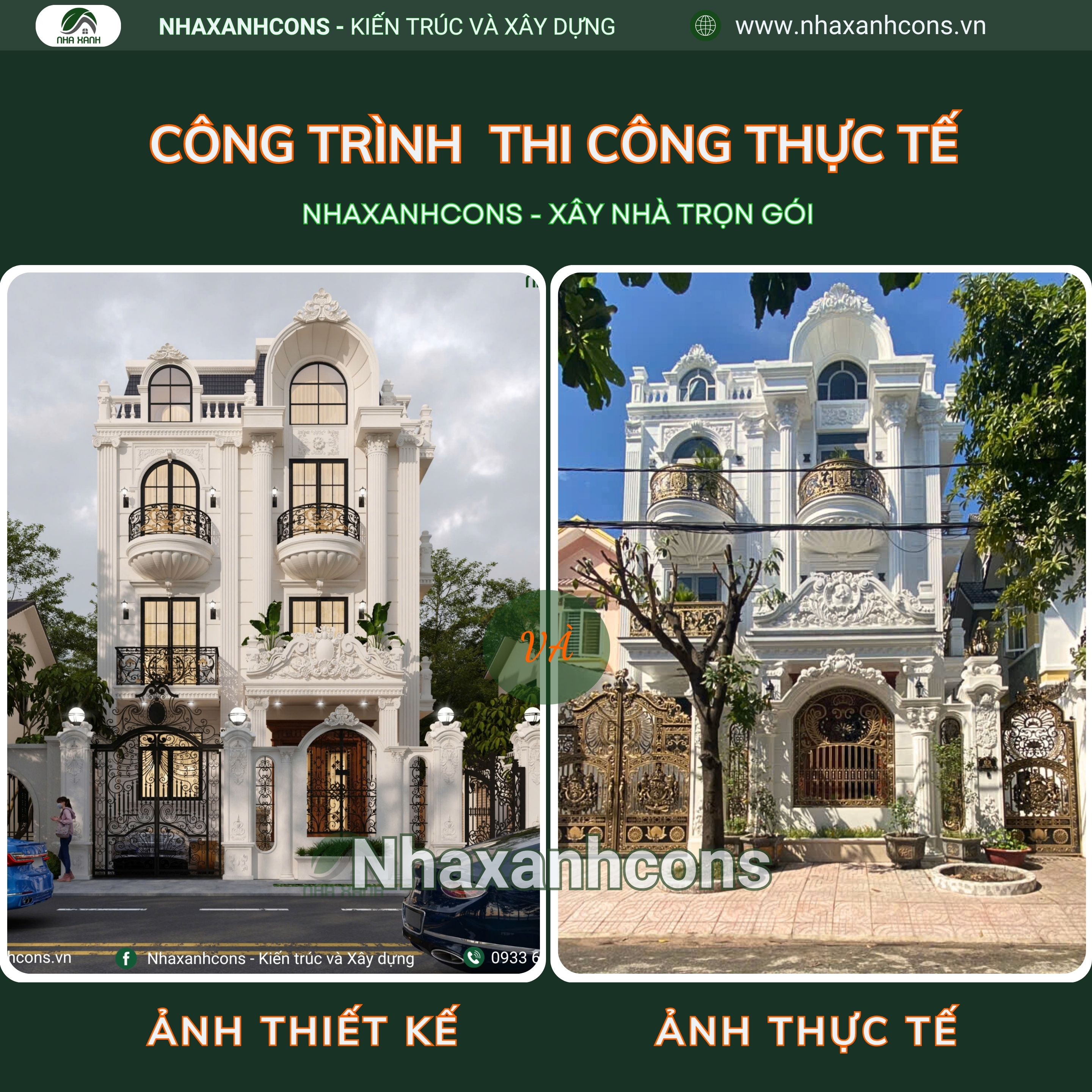 Thi công biệt thự tân cổ điển 3 tầng