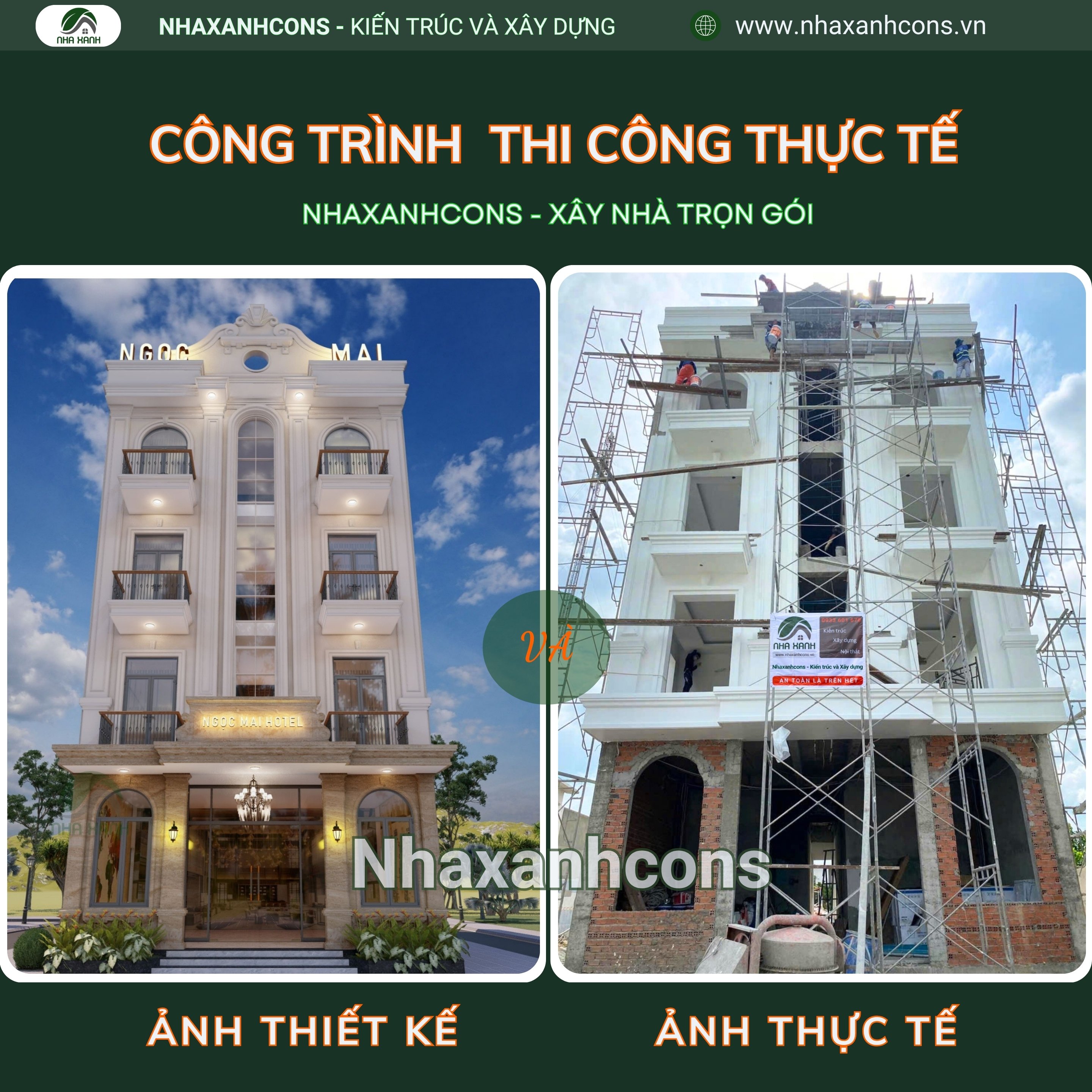 Thi công khách sạn 5 tầng tân cổ điển đẹp