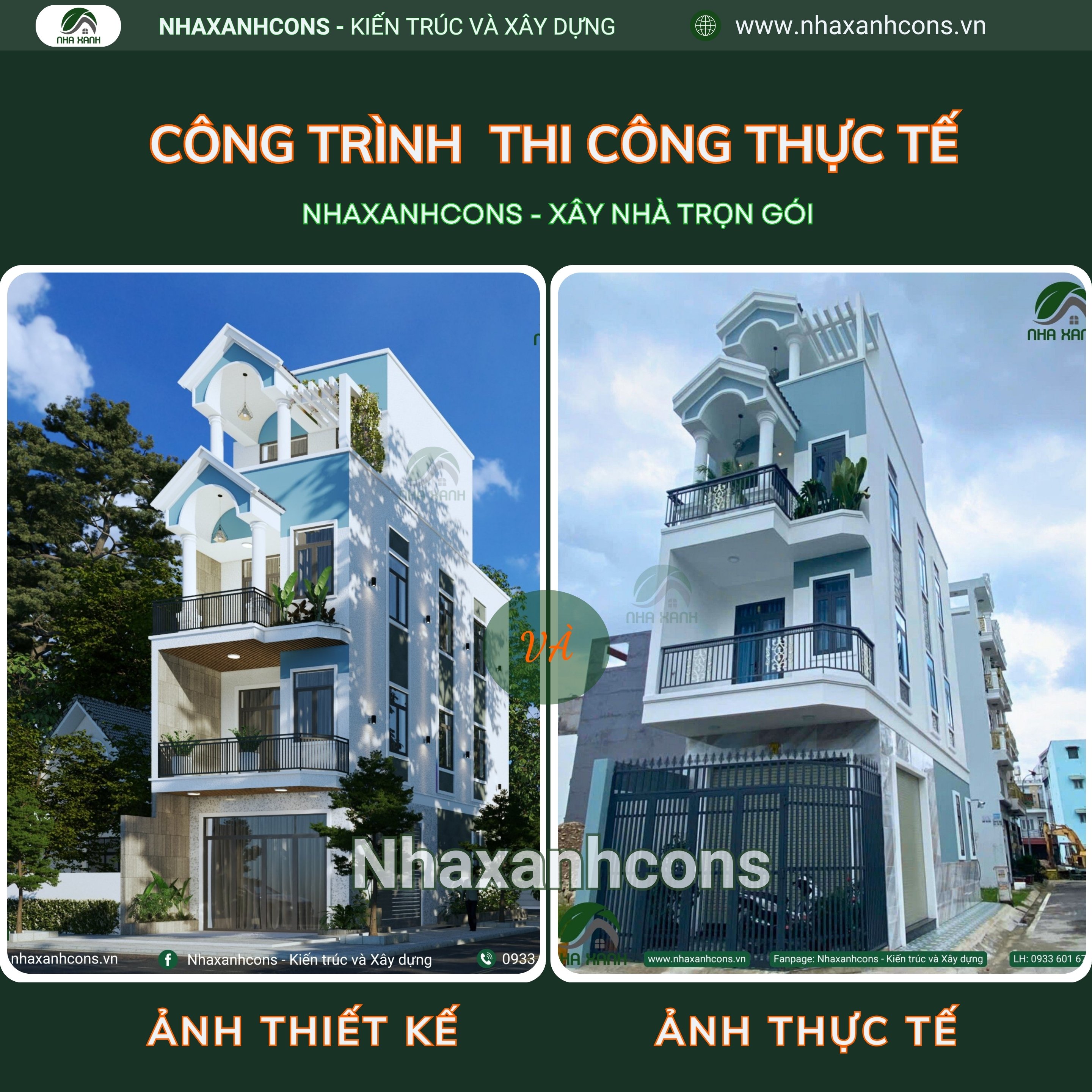 Thi công nhà phố 4 tầng mái thái