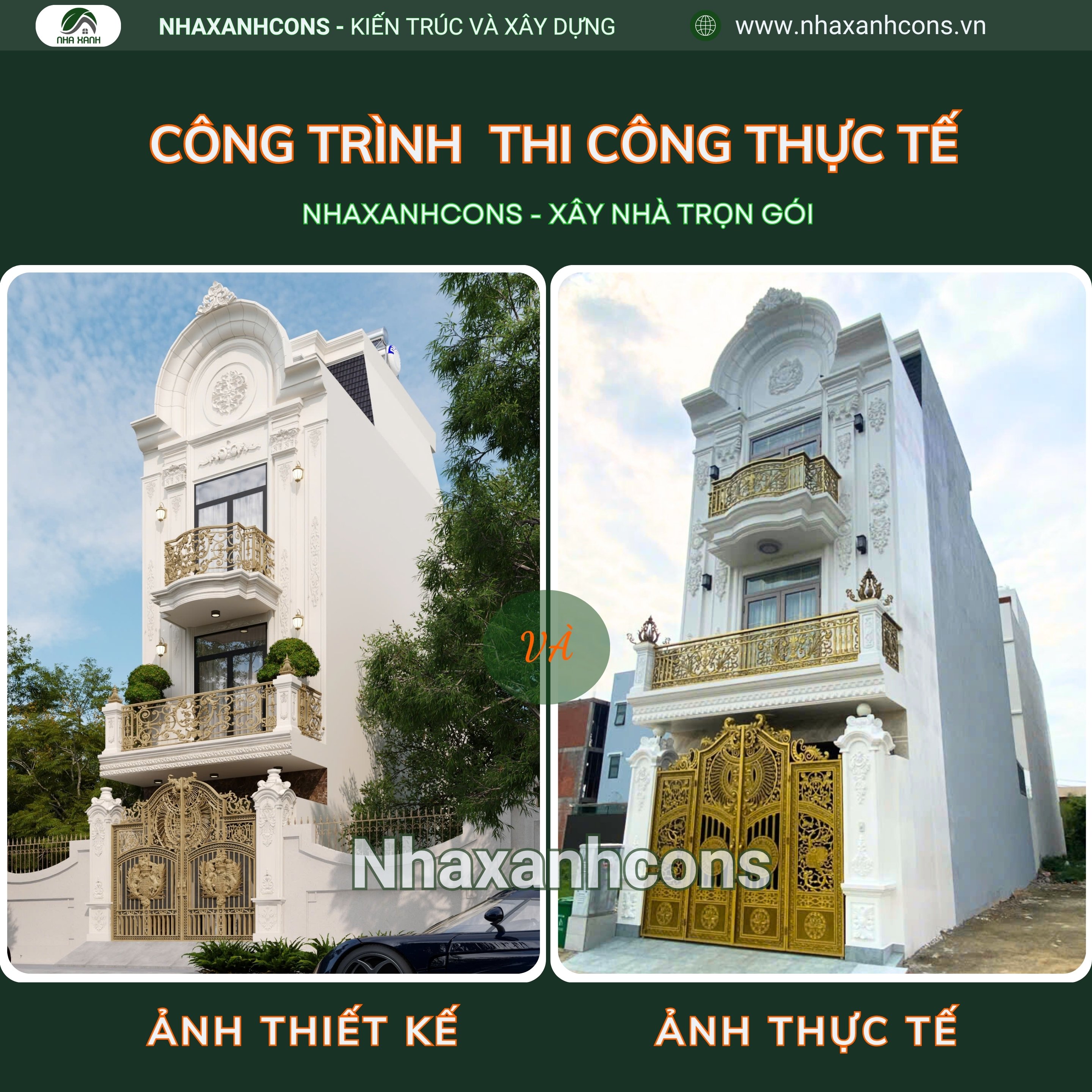 Thi công nhà phố 3 tầng tân cổ điển đẹp