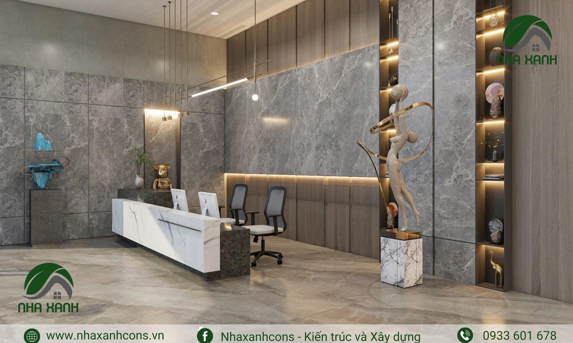 Nội thất phòng làm việc nhà ở kết hợp văn phòng 2 mặt tiền