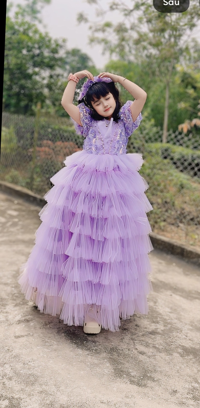 Váy công chúa dáng dài sang trọng - Tiệm May Mẹ Voi Xinh