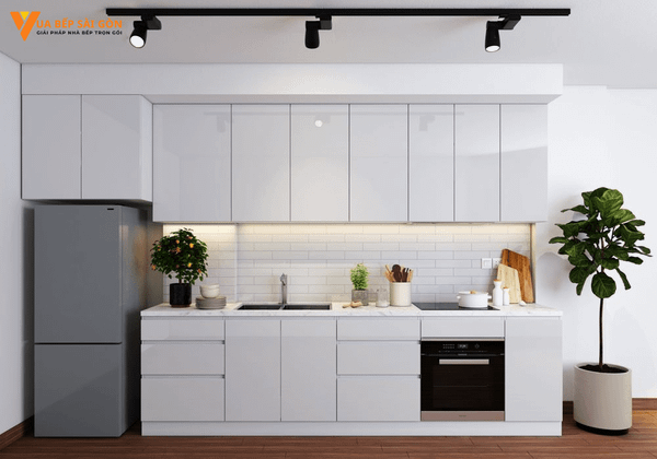 Tủ bếp nhựa acrylic màu trắng