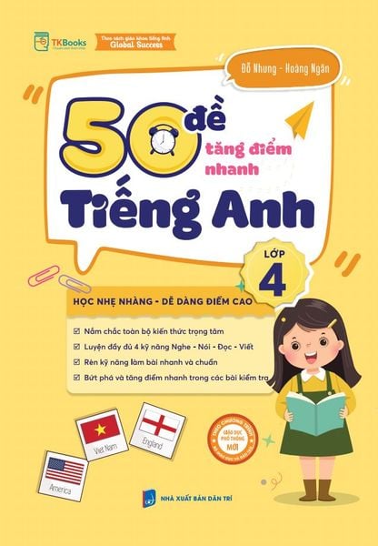 Cuốn sách 50 đề tăng điểm nhanh Tiếng Anh lớp 4