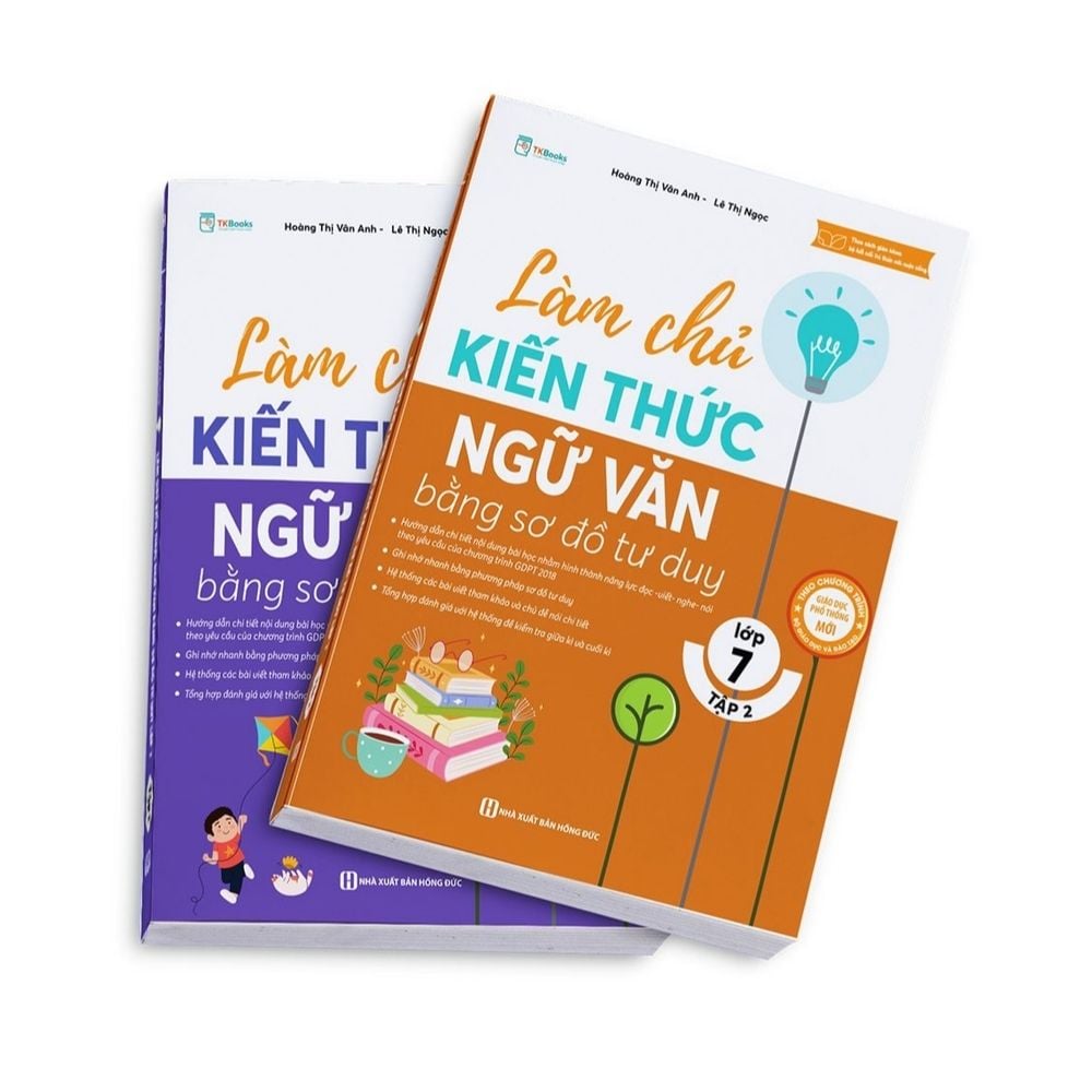 Combo Làm chủ kiến ​​thức Ngữ Văn bằng sơ đồ tư duy lớp 7 - Tập 1 + 2