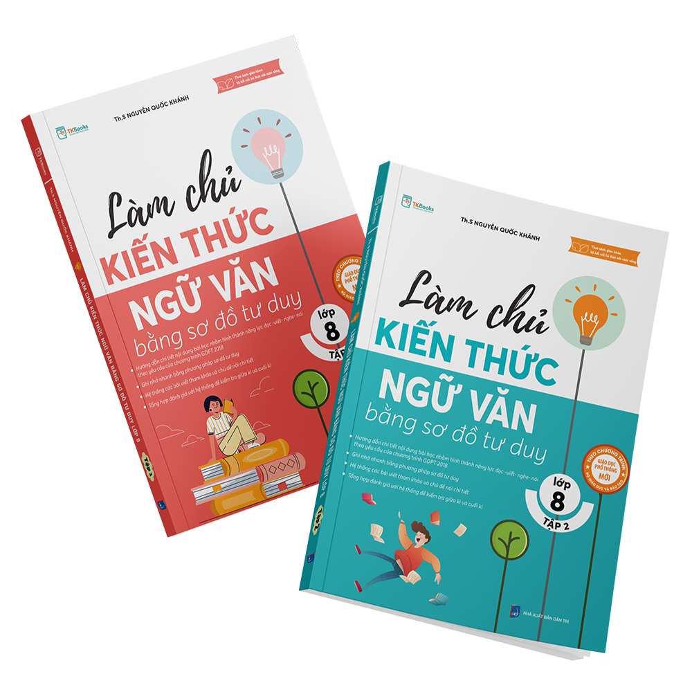 Làm chủ kiến ​​thức Ngữ Văn bằng sơ đồ tư duy lớp 8 - Tập 1 + 2
