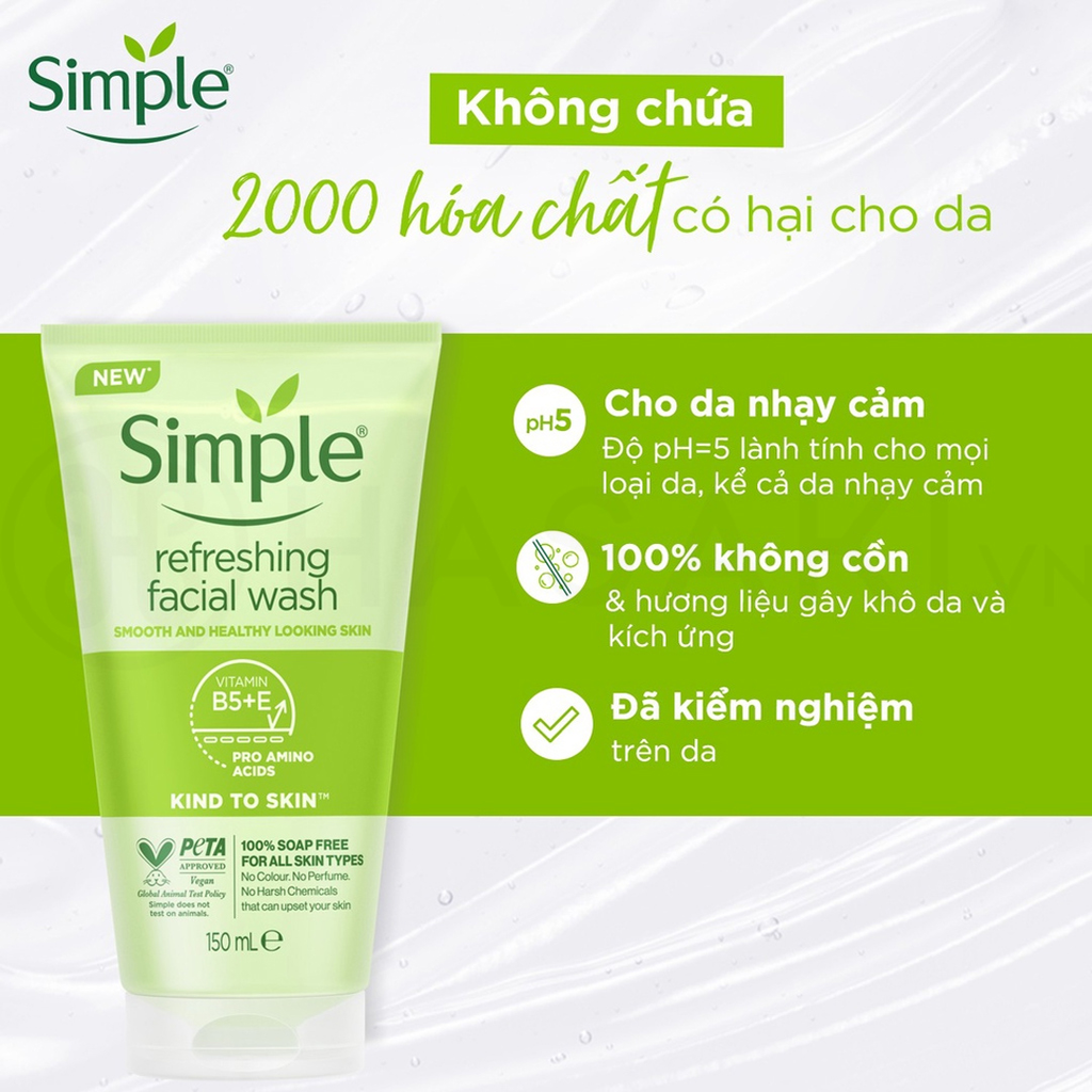 Thành phần hoạt chất của Sữa Rửa Mặt Kind To Skin Refreshing Facial Wash Gel SIMPLE