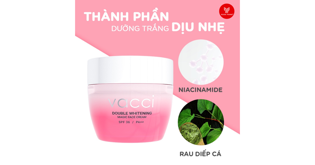 Một số thành phần của kem dưỡng trắng Vacci 50ml