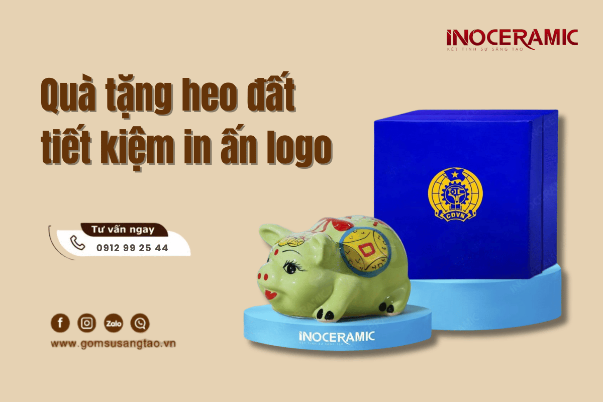 Quà tặng heo đất tiết kiệm in ấn logo in ấn logo Công đoàn cao cấp
