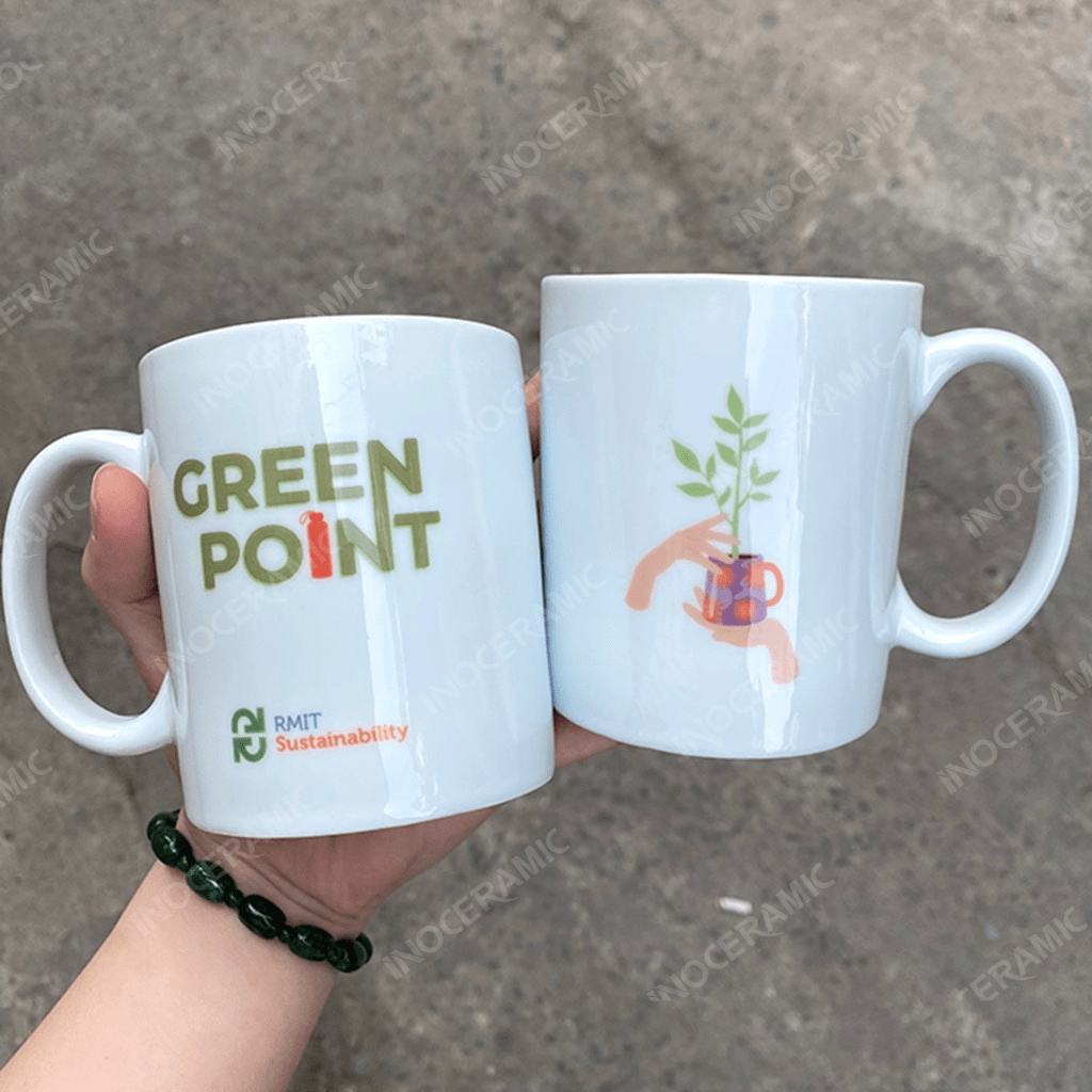 Ly sứ in logo chuyển nhiệt theo yêu cầu