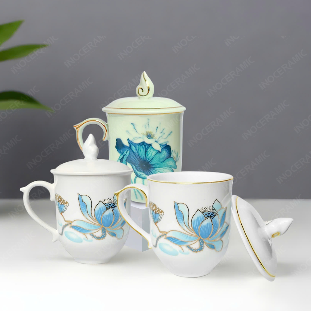 Ly cốc sứ Bát Tràng in logo quà tặng