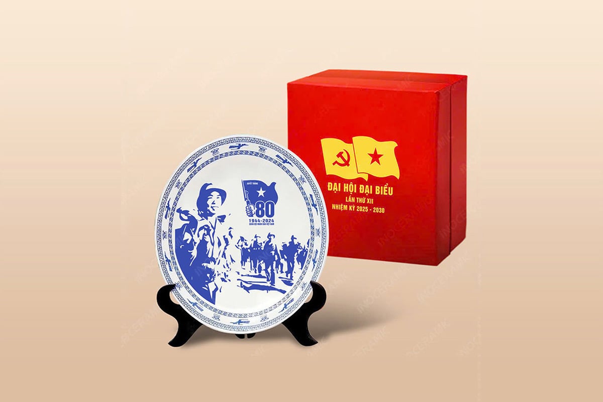 đĩa biểu trưng quà tặng đại hội đảng bộ nhiệm kỳ 2025-2030