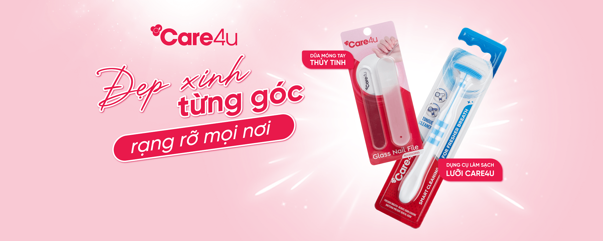 Dũa móng thủy tinh và dụng cụ làm sạch lưỡi Care4u