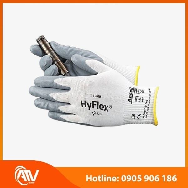 Găng tay Ansell Hyflex 11-800 trang bị lớp phủ Nitrile chống mài mòn nổi trội