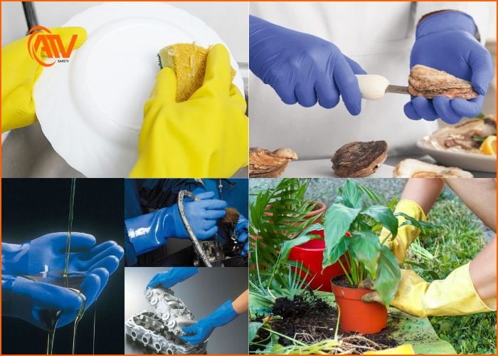 Ứng dụng chi tiết của găng tay cao su