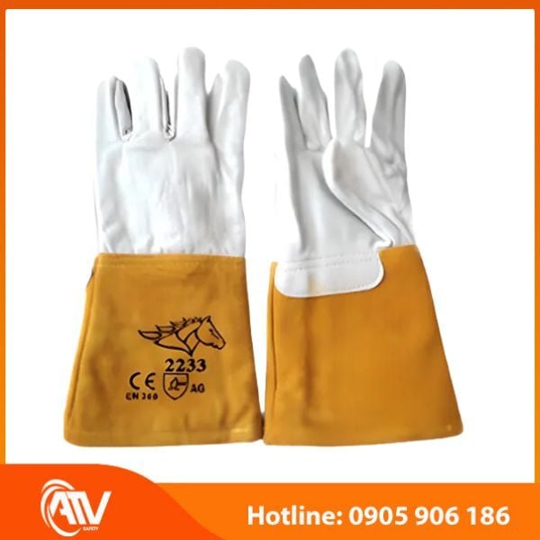 Găng Tay Da Hàn Trắng Vàng TIG 2233