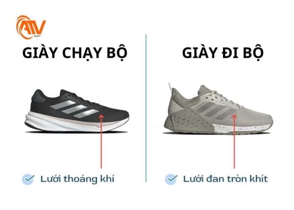 Sự khác nhau của thiết kế thân giày giày chạy bộ và giày đi bộ