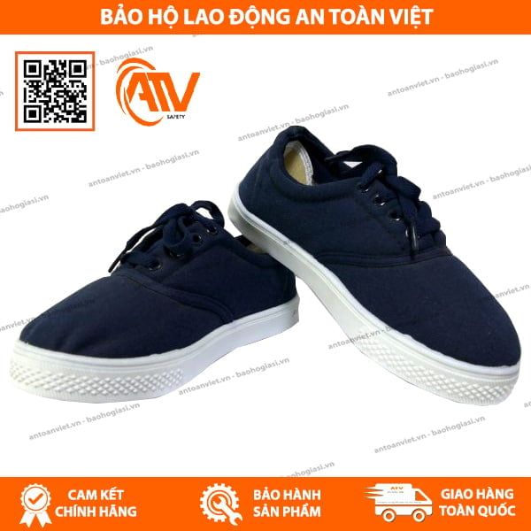 Giày Vải Asia Màu Xanh Đậm Có Dây