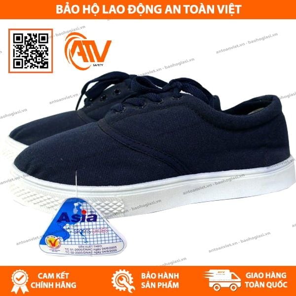 Giày Vải Asia Màu Xanh Đậm Có Dây