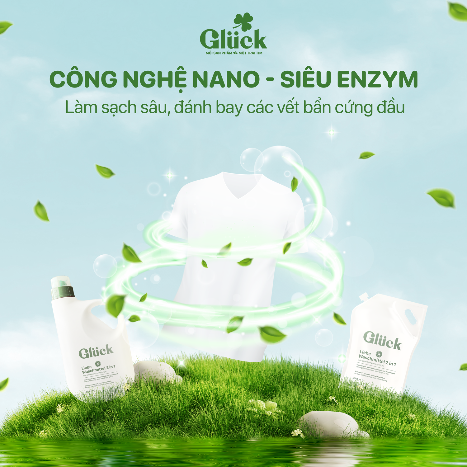 Nước giặt GLUCK thuần sinh học – Công nghệ độc quyền Đức, an toàn cho cả gia đình