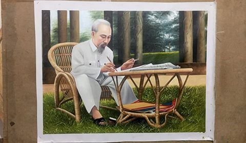 Bức tranh sơn dầu Bác Hồ tuyệt đẹp treo văn phòng làm việc