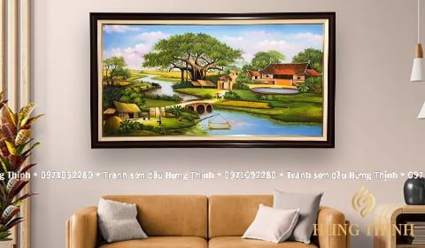 Tranh Sơn Dầu Đồng Quê - Nét Đẹp Yên Bình Của Làng Quê Việt Nam