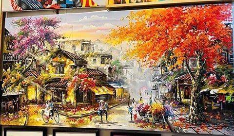 Tranh Phong Cảnh – Tranh sơn dầu Phố cổ Hà Nội không thể bỏ qua